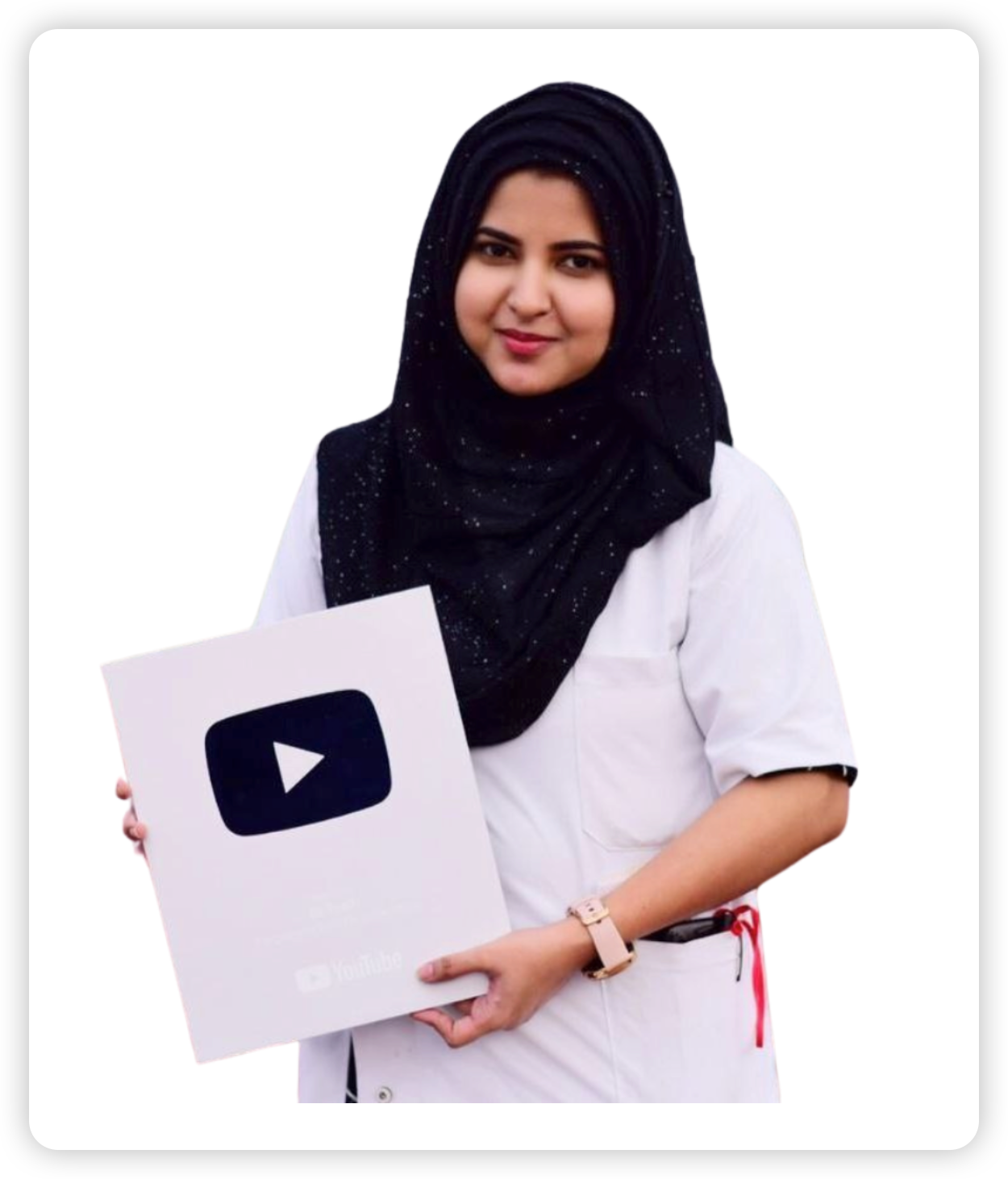 Dr. Malik Hina — Founder, Dr. Teeth Academy, holding YouTube Silver Play Button