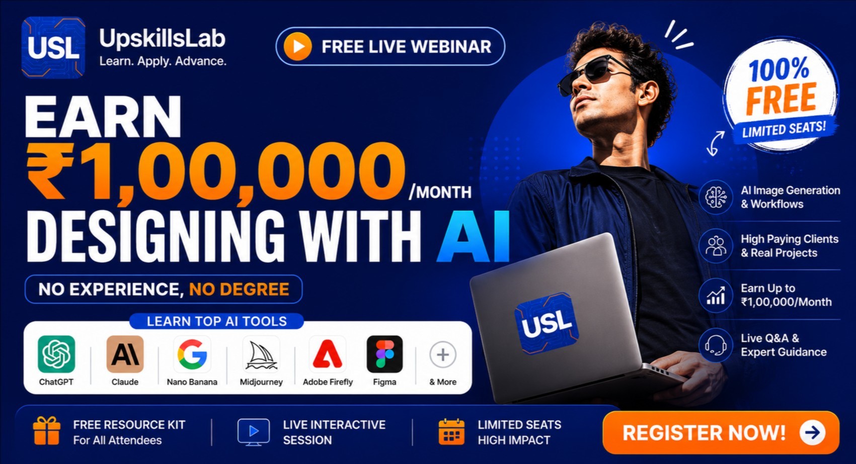Earn ₹1,00,000/Month Designing with AI — No Experience, No Degree(3 Hours Live Webinar)