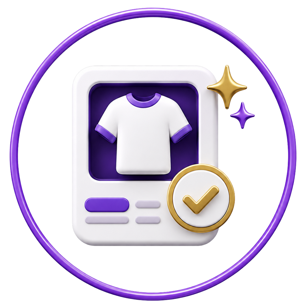 Catalog quality control icon for ecommerce catalog management and product listing optimization