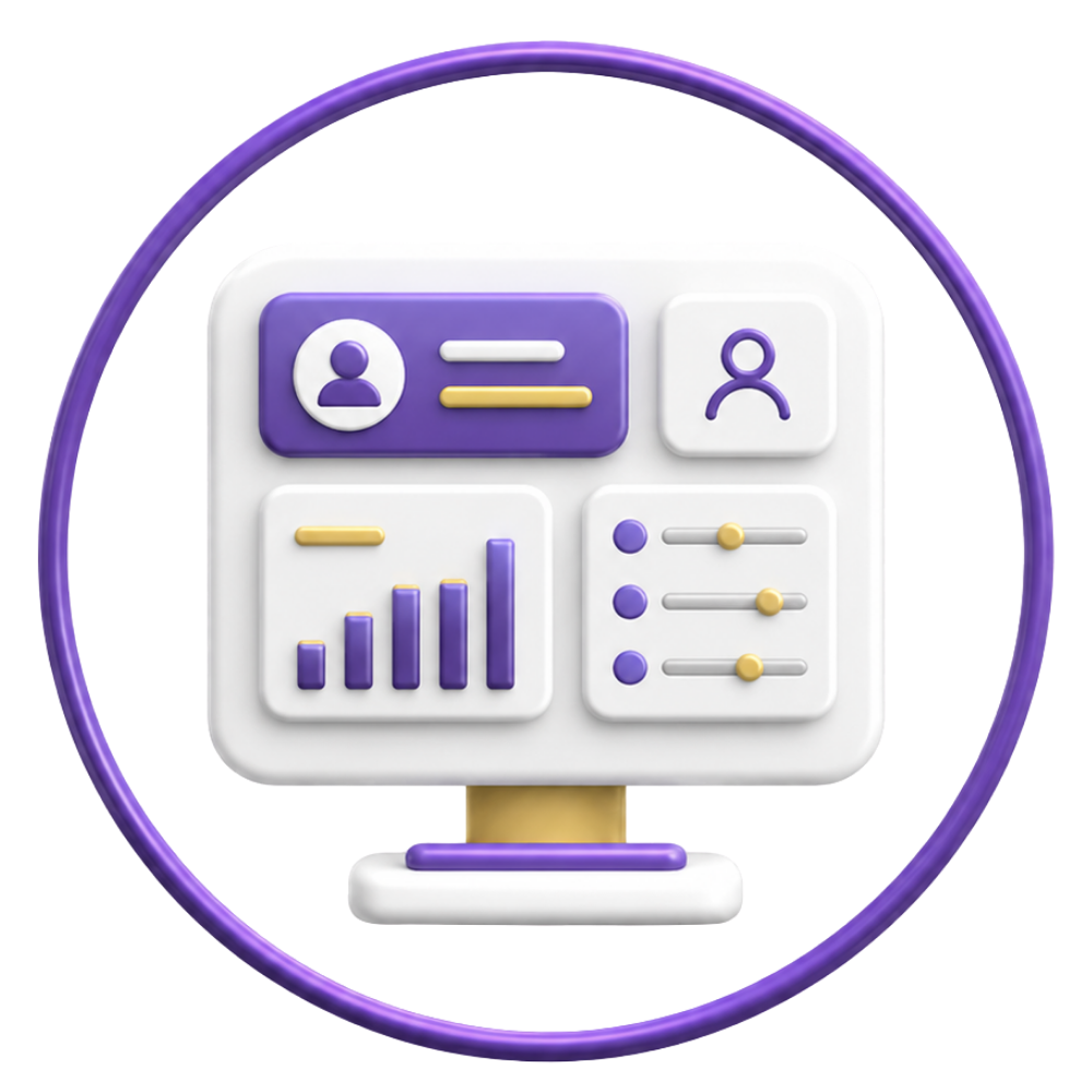 Seller dashboard system icon for ecommerce order management and account health tracking