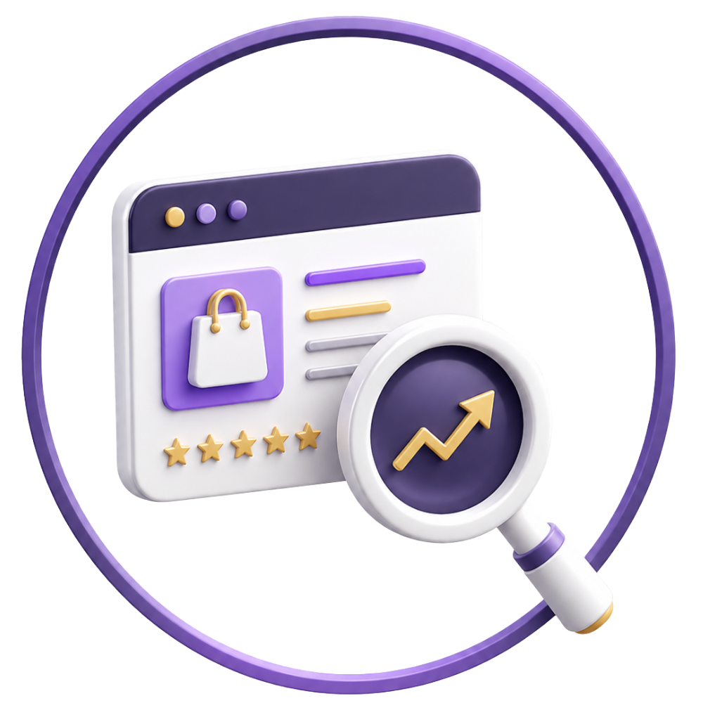Listing SEO growth icon for ecommerce keyword research and marketplace ranking