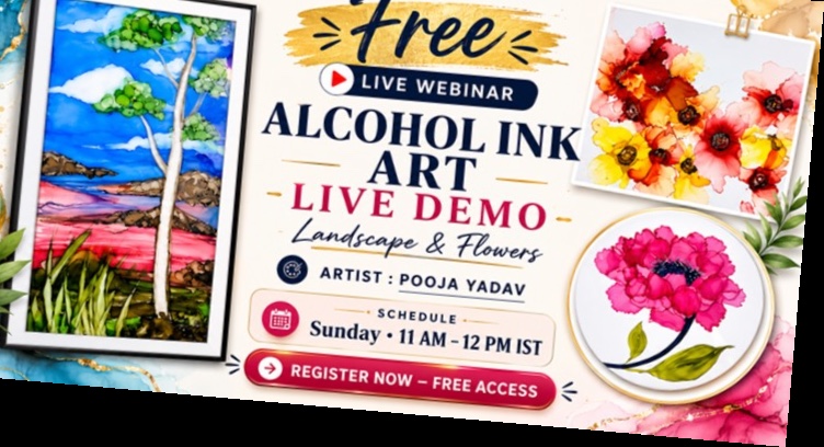 Free Alcohol Ink Art Live Demo — Landscape & Flower